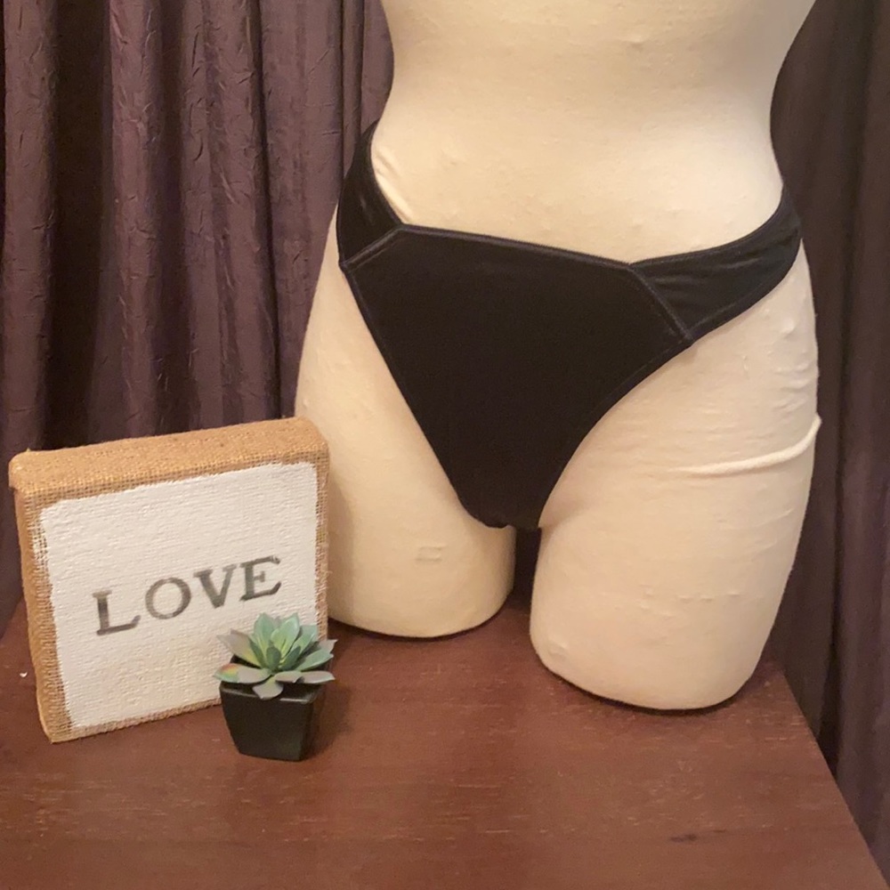 Plain black satin Victoria’s Secret panties